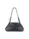 Amina Muaddi Gemini Leather Shoulder Bag In Black