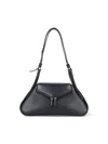 Amina Muaddi Gemini Leather Shoulder Bag In Black