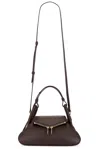 Amina Muaddi Gemini Small Zip Leather Shoulder Bag In Coffee