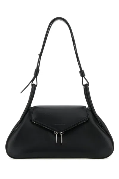 Amina Muaddi Gemini Small Nappa Black  Silver Ha
