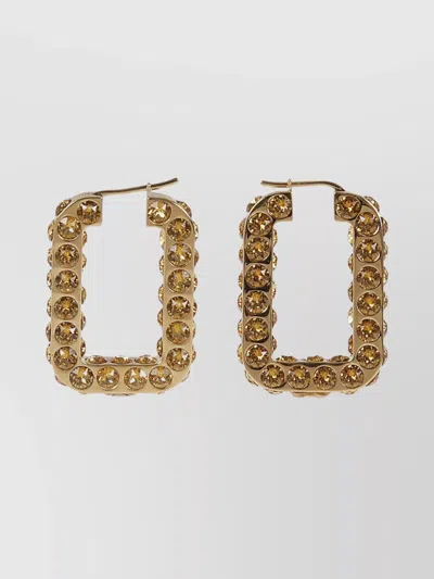 AMINA MUADDI GEMSTONE EMBEDDED RECTANGULAR HOOP EARRINGS