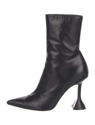 Pre-owned Amina Muaddi Georgia Leather Boots In Black
