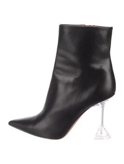 Pre-owned Amina Muaddi Georgia Leather Boots In Black