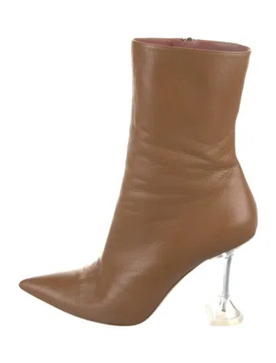 Pre-owned Amina Muaddi Georgia Leather Sock Boots In Neutral