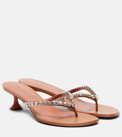 AMINA MUADDI GIGI 45 EMBELLISHED LEATHER THONG SANDALS