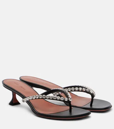 Amina Muaddi Gigi 45 Embellished Leather Thong Sandals