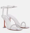 Amina Muaddi Sandalen Gigi 95 Aus Metallic-leder Mit Kristallen In Silber