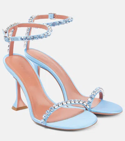 Amina Muaddi Gigi 95 Embellished Sandals In Ice + Ice Crystal