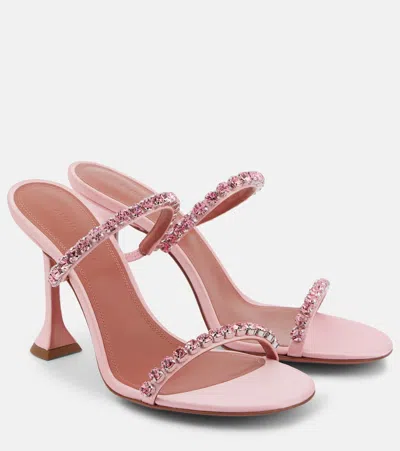 Amina Muaddi Sandalen Gigi 95 Aus Satin Mit Kristallen In Pink