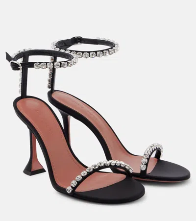 Amina Muaddi Sandalen Gigi 95 Aus Satin Mit Kristallen In Schwarz