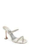 Amina Muaddi Gigi Crystal Strap Metallic Sandal