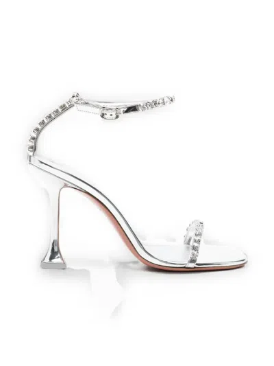 Amina Muaddi Gigi Crystal-embellished Heeled Sandals In White