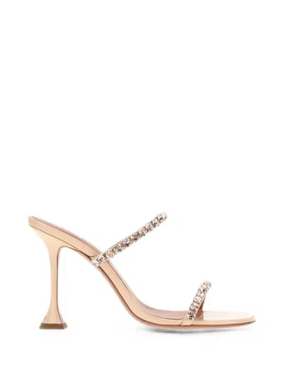 Amina Muaddi Gigi Crystal-embellished Sandals In Gold
