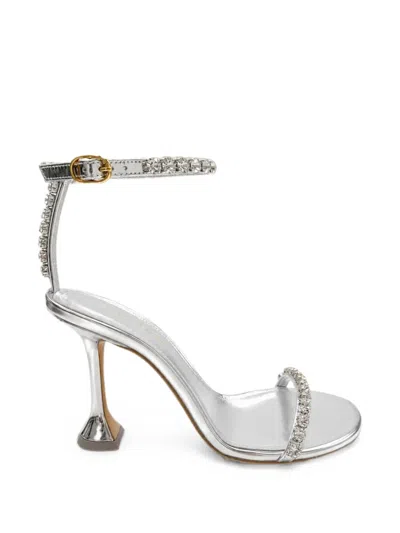 Amina Muaddi Gigi Crystal-embellished Sandals In Metallic