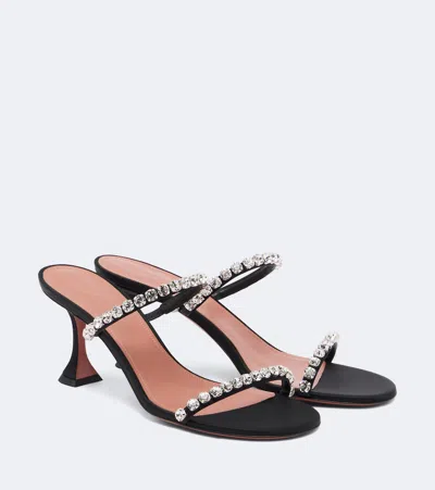 Amina Muaddi Gigi Crystal-embellished Satin Mules In Black