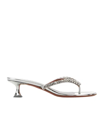 Amina Muaddi Sandals In Metallic