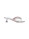 Amina Muaddi Silver Leather Gigi Thong Mules