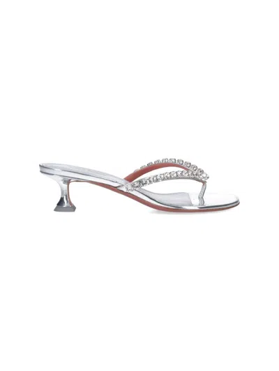 Amina Muaddi Gigi" Rhinestone Flip-flop Sandals Silver