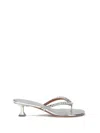 Amina Muaddi Leather Sandals With Crystal-embellished Straps