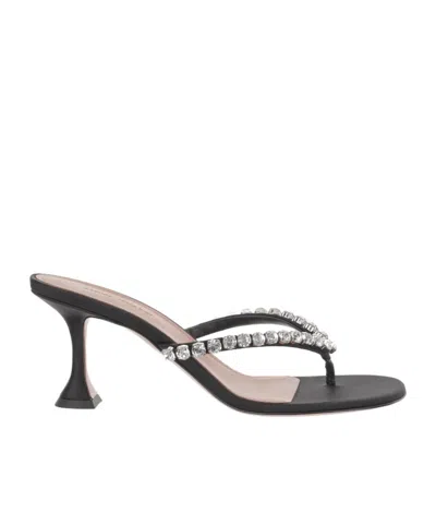 Amina Muaddi Gigi Satin Sandals In Black