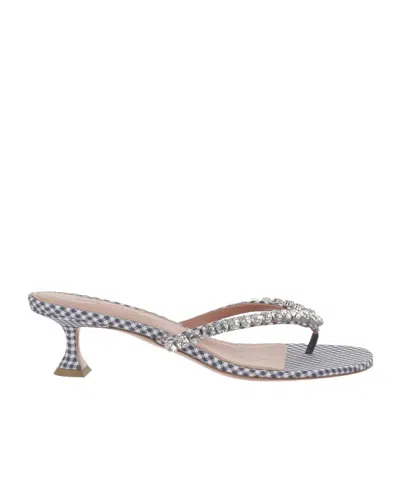 Amina Muaddi Gigi Satin Sandals In Gray