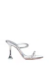 Amina Muaddi Metallic Leather Slippers With Crystal Embellishments In Silver