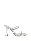 Amina Muaddi Womens Other Gilda Crystal-embellished Leather Heeled Mules In Silver/white