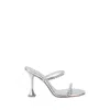 Amina Muaddi Metallic Leather Slippers With Crystal Embellishments In Silver