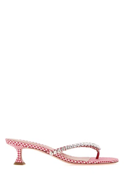 Amina Muaddi Gigi Thong Mule Heels In Red