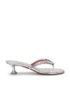 Amina Muaddi Leather Sandals With Crystal-embellished Straps