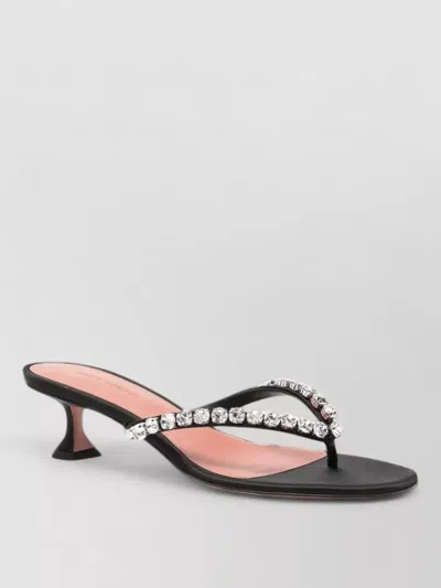 Amina Muaddi Gigi Thong Sandals Open Toe Kitten Heel In Black