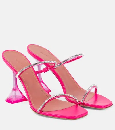 Amina Muaddi Gilda 95 Embellished Pvc Sandals In Pink