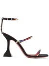 Amina Muaddi Black Gilda Rainbow Crystal-embellished Sandals