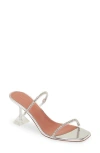 Amina Muaddi Transparent Gilda Glass 70 High-heeled Sandals In Silver/crystals