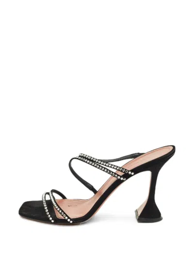 Pre-owned Amina Muaddi Gilda Crystal-embellished Heeled Sandals In Black