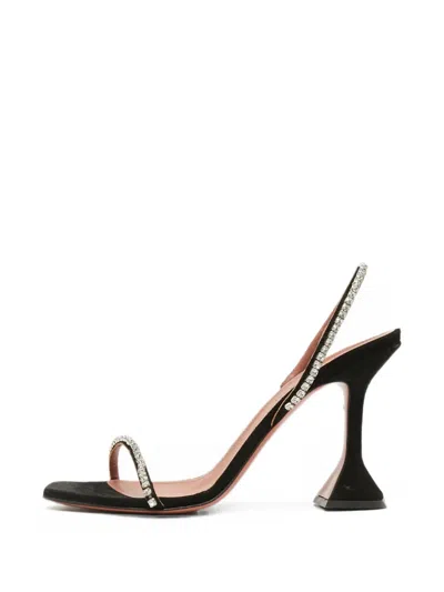 Pre-owned Amina Muaddi Gilda Crystal-embellished Sandals In Black