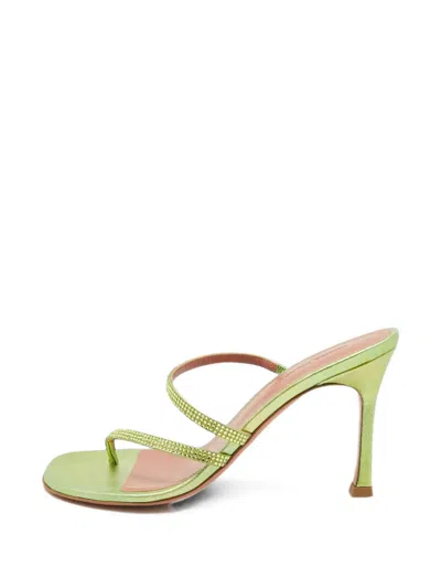 Pre-owned Amina Muaddi Gilda Crystal-embellished Sandals In Green