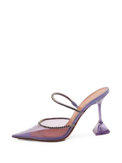 Pre-owned Amina Muaddi Gilda Crystal-embellished Sandals In Purple