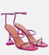 Amina Muaddi Gilda Glass Embellished Leather And Pvc Sandals In Magenta