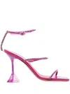 Amina Muaddi Sculpted Heel Sandals Crystal Embellishment