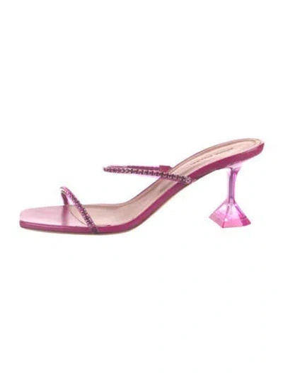 Pre-owned Amina Muaddi Gilda Glass Leather Sandals In Pink