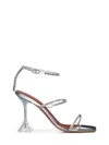 Amina Muaddi Gilda 95mm Embellished-strap Sandals In Grey