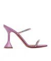 Amina Muaddi Pink Gilda Slipper Heeled Sandals In Pink