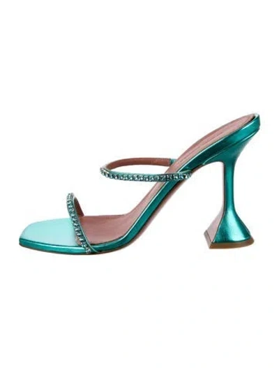 Pre-owned Amina Muaddi Gilda Leather Slides