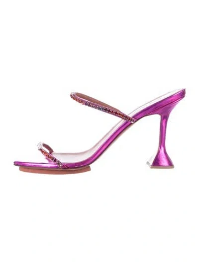 Pre-owned Amina Muaddi Gilda Leather Slides