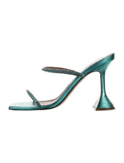 Pre-owned Amina Muaddi Gilda Leather Slides
