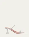 Amina Muaddi Womens Other Gilda Crystal-embellished Leather Heeled Mules In Transparent