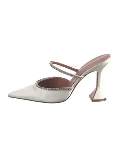 Pre-owned Amina Muaddi Gilda Mules Leather Mules In White