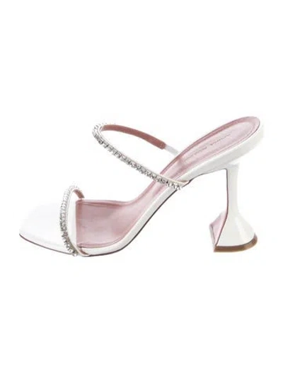 Pre-owned Amina Muaddi Gilda Mules Leather Slides In Pink