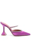 Amina Muaddi Gilda 95mm Iridescent Mules In Purple